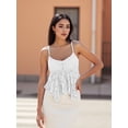 thumbnail image 3 of LMLYSoH Womens Lace Babydoll Tank Tops Stylish Solid Mesh Loose Hem V Neck Spaghetti Strap Camisoles, 3 of 9