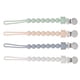 thumbnail image 4 of 4 piezas de cadena para chupete de bebé, que evita que se suelte, con abrazadera firme, de silicona suave, color blanco, gris, verde y rosa, 4 of 15