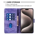 thumbnail image 5 of Flip Case for iPhone 14 with Wrist Strap PU Leather Inner TPU Material Wallet Case with Card Slot Magnetic Clasp[RFID Blocking] Stand Function Dustproof Cover Cat Love Pattern-Purple, 5 of 15
