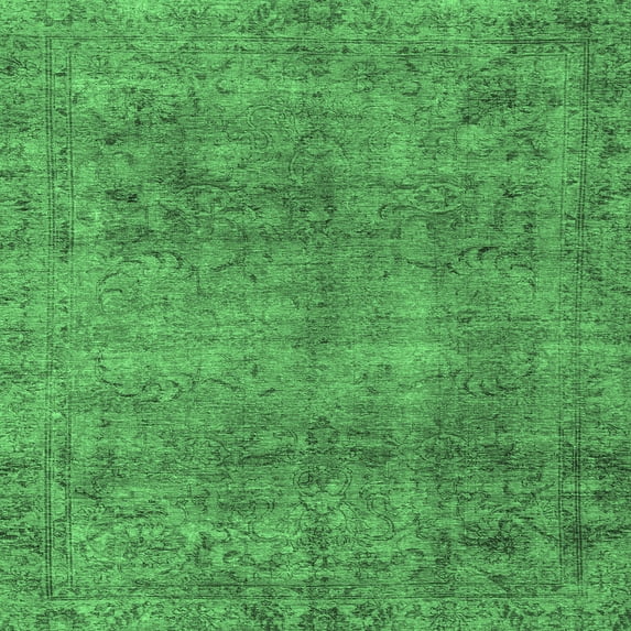 Ahgly Company Indoor Square Abstract Emerald Green Modern Area Rugs, 4' Square
