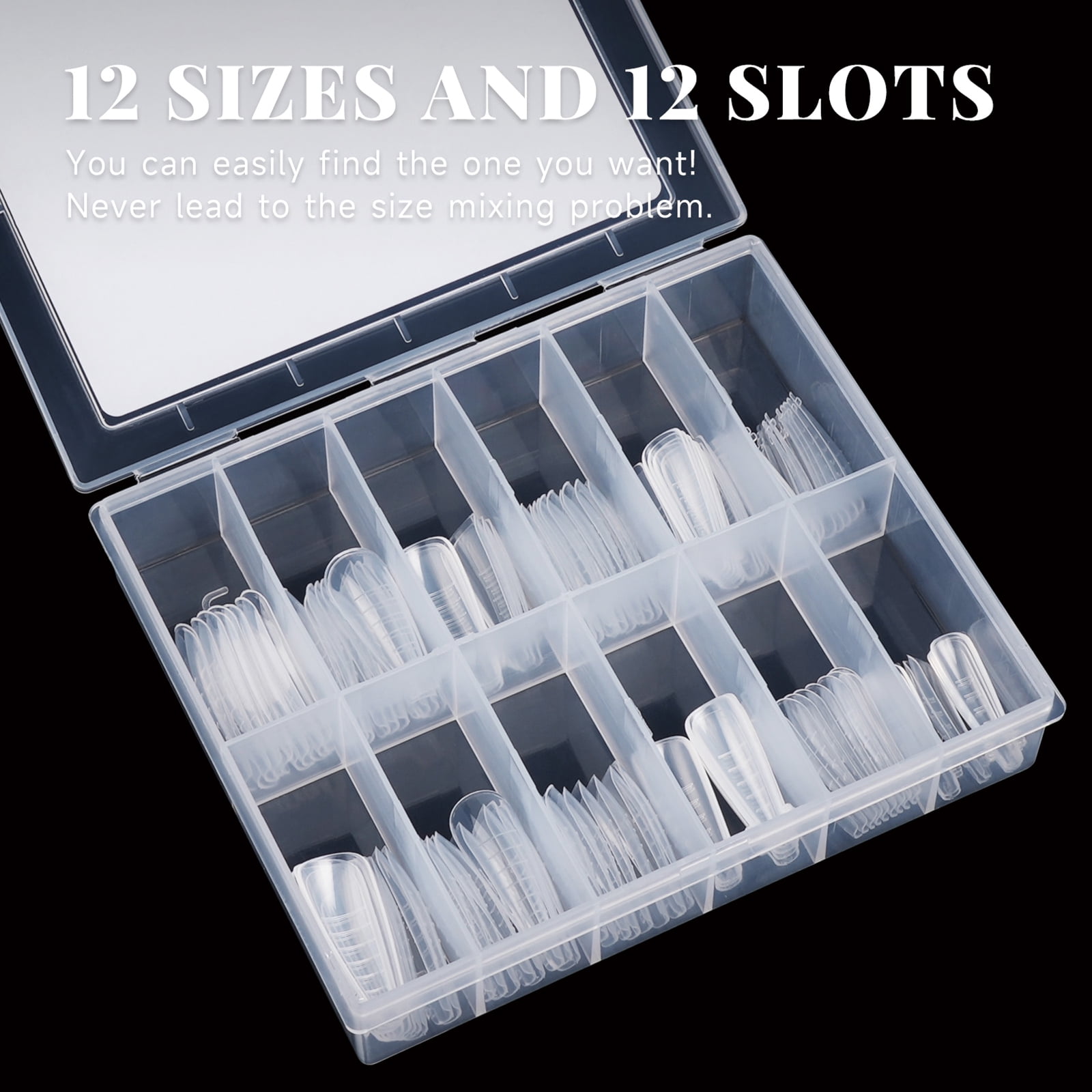 Soft Long Coffin Acrylic Press On False Nails, Clear, 240 Pieces
