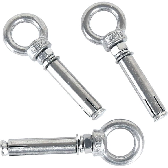 Expansion Bolts M8 x 90mm Steel Sleeve Eye Bolt 304 Stainless Concrete Expansion Anchor Eye Screws Dowels Bolts 5-Pack