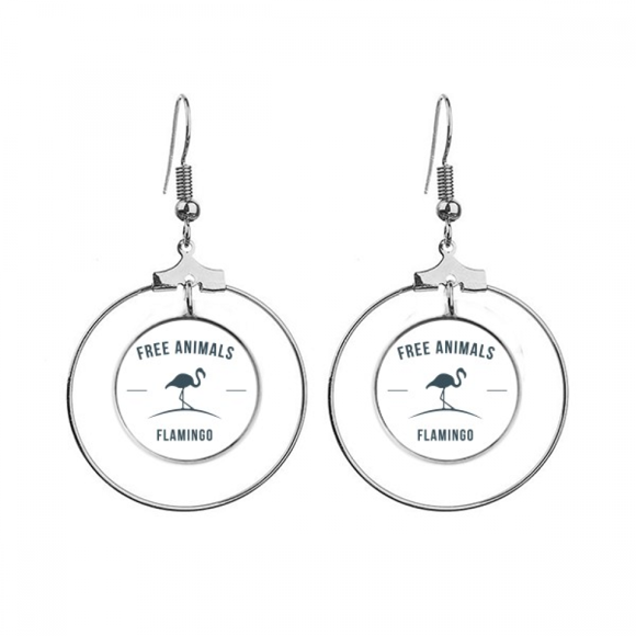 Cartoon Flango Animal Blue Outline Earrings Dangle Hoop Jewelry Drop Circle