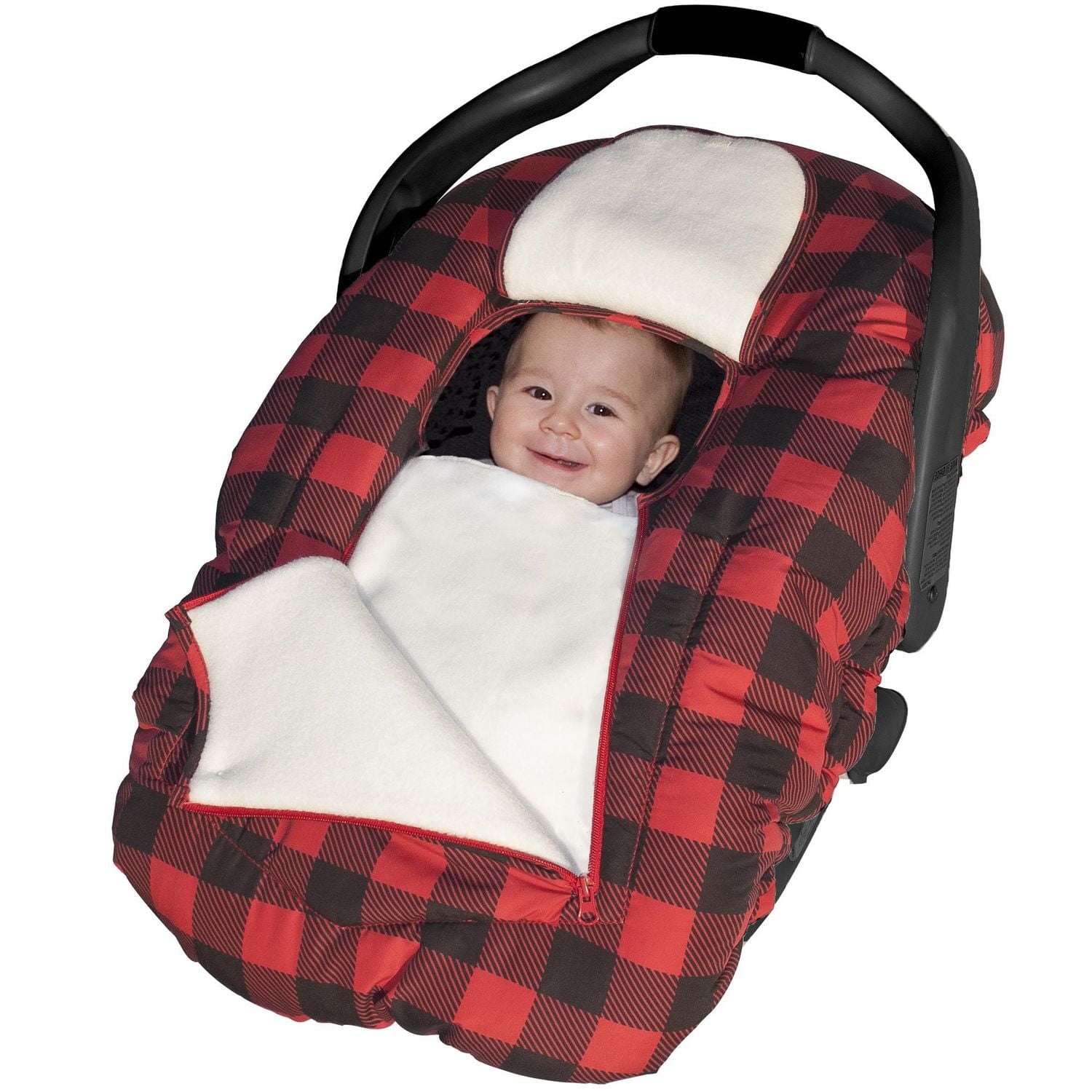 Jolly Jumper Arctic Sneak-a-Peek – Housse d’hiver pour siège d’auto pour bébé | Doublée en polaire, avec rebord élastiqué, rabat “coucou” et double fermeture éclair | Lavable à la machine