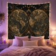 thumbnail image 2 of Antique Double Map with Sun and Moon, Adventurous Vintage Travel Style for Map Lovers, Antique Map Decor, Housewarming Gift, Tapestry Wall Hanging for Study Room and Office, 2 of 7