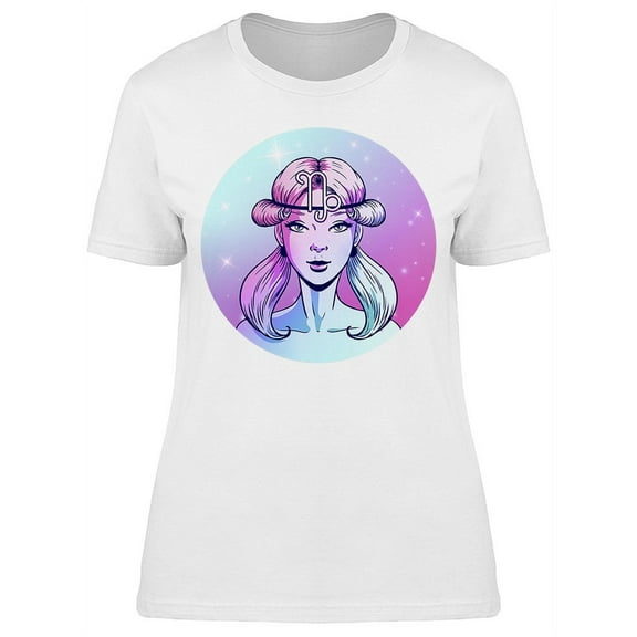 Capricorn Beautiful Girl Face T-Shirt Women -Image by Shutterstock, Female x-Large