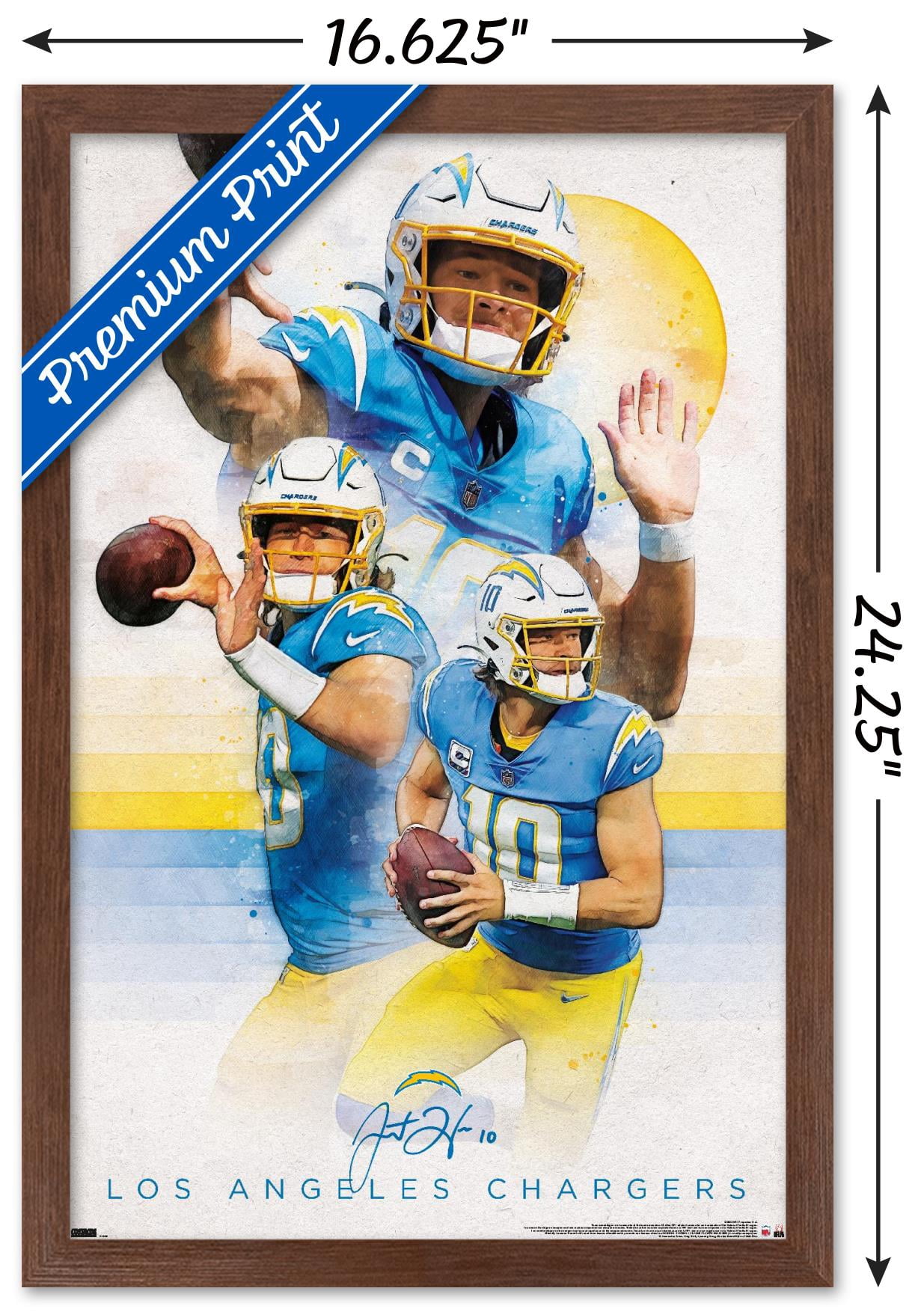 NFL Los Angeles Chargers - Justin Herbert 22 Wall Poster, 14.725" x 22.375" Framed
