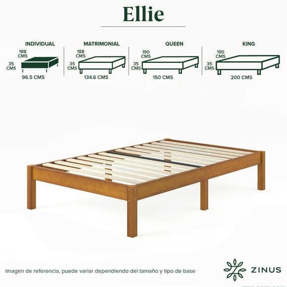 Base de Cama Individual Zinus Ellie de Bambú. Fácil Armado, para Todas las Edades.