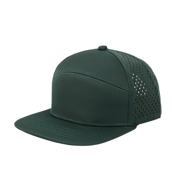 Boyscolos Hat for Men 5 Panel Flat Bill Laser Perforated Breathable Snapback Trucker Hat Outdoor Baseball Cap for Fishing Golf Dark Green One Size