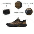 thumbnail image 2 of Mens Lightweight Hiking Shoes Outdoor Wearable Work Shoes Leather Breathable Sneakers Non-slip Driving Shoes Brown 8.5 US, 2 of 7