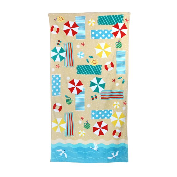 Mainstays Printed Sheared Beach Towel, Beach Scene