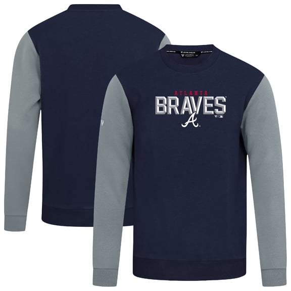 Men's Levelwear Navy Atlanta Braves Throwback Ultimate Carve Sweatshirt