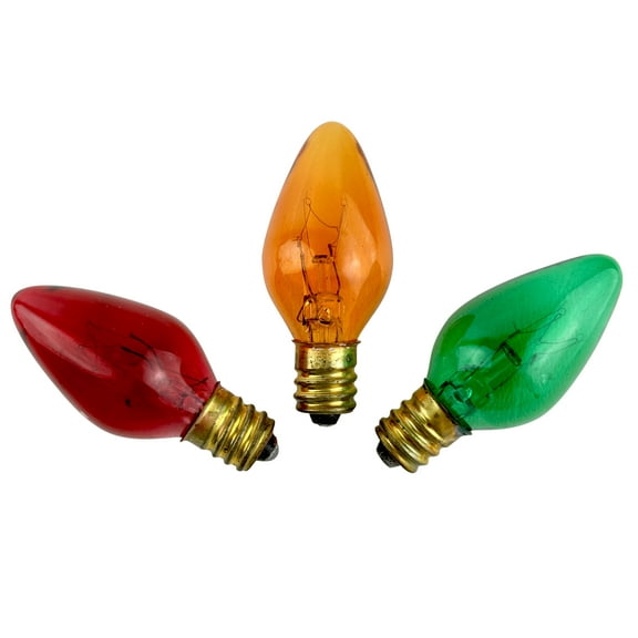 National Artcraft® Assorted Color C7 Blinking Light Bulbs - Transparent Red, Orange and Green - (Pkg/15)
