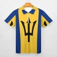 thumbnail image 3 of Barbados National Flag Men Zipper T-shirt Summer Casual Short Sleeve T-shirt Top, 3 of 7