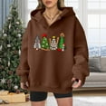 thumbnail image 4 of Christmas Tree Hoodies for Women 2025 Long Sleeve V Neck Holiday Graphic Hooded Sweatshirt Pullover Tops, 4 of 5
