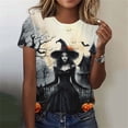 thumbnail image 2 of Witch Broom Cute Graphic T-Shirt for Women Crew Neck Short Sleeve Loose Casual Tops Fall Tees Multicolor M, 2 of 7