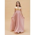 thumbnail image 5 of ETHAN A-Line One-Shoulder Floor-Length Chiffon Junior Bridesmaid Dress With Ruffle Red Size 4, 5 of 7