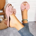 thumbnail image 2 of Rokment Womens Bow Platform High Heels Slip on Dress Sandals for Bride Wedding Summer Bowknot Fish Mouth Open Toe Chunky Block Heels Bridal Dressy Slides Pink Size 9.5, 2 of 7