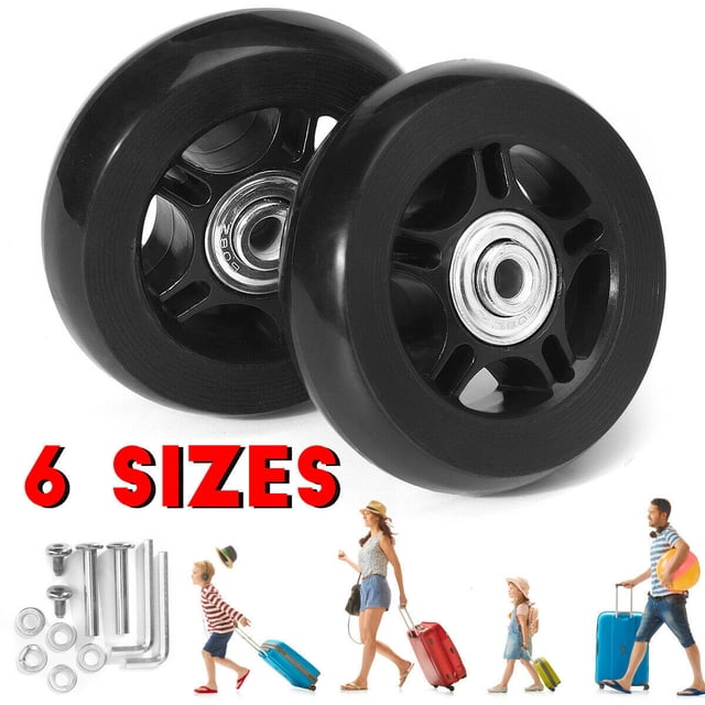Paquete de 2 ruedas de repuesto para maletas de equipaje, ruedas giratorias de goma, rodamientos, kits de reparación (50 mm)