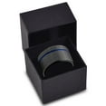 thumbnail image 3 of P. Manoukian Tungsten Wedding Band Ring 12mm for Men Women Black Blue Off Set Line Flat Cut Brushed Lifetime Guarantee Size 6, 3 of 4