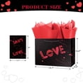 thumbnail image 2 of Large Black Valentine Gift Bag with Wrapping Paper for Women Men, Anniversary Bag 12.6" Heart Love, 2 of 4