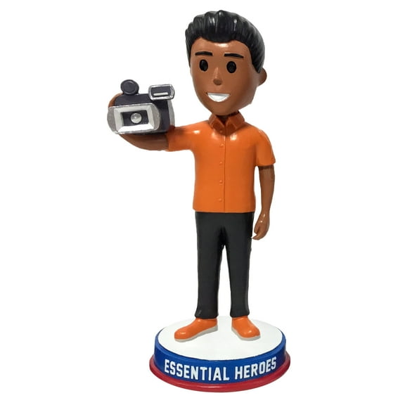 Videographer Photographer Essential Heroes Bobblehead Male Dark Skin Tone