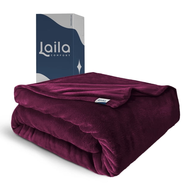 Cobija Queen, Frazada Ultra Suave, 100% Microfibra de Poliéster Premium (Vino) Laila Comfort.