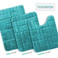 thumbnail image 2 of Clara Clark Bathroom Rugs, Velvet Memory Foam Bath Mat, Ultra Soft Non Slip and Absorbent - Tiled - Set Small, Large & Contour - Teal, 2 of 6