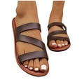 thumbnail image 6 of HomeDM Women's Flat Sandals Strappy Open Toe Slide Sandals Dressy Comfortable Slip On Summer Beach Sandals, Coffee Size 6.5, 6 of 9