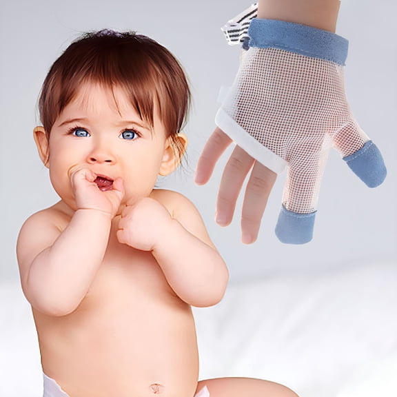 TELOLY 1 Pair Baby Thumb Sucking Gloves | Stop Finger & Nail Biting Guard for Kids | Soft Breathable | Adjustable Wrist Strap | Ages 2-6 Years