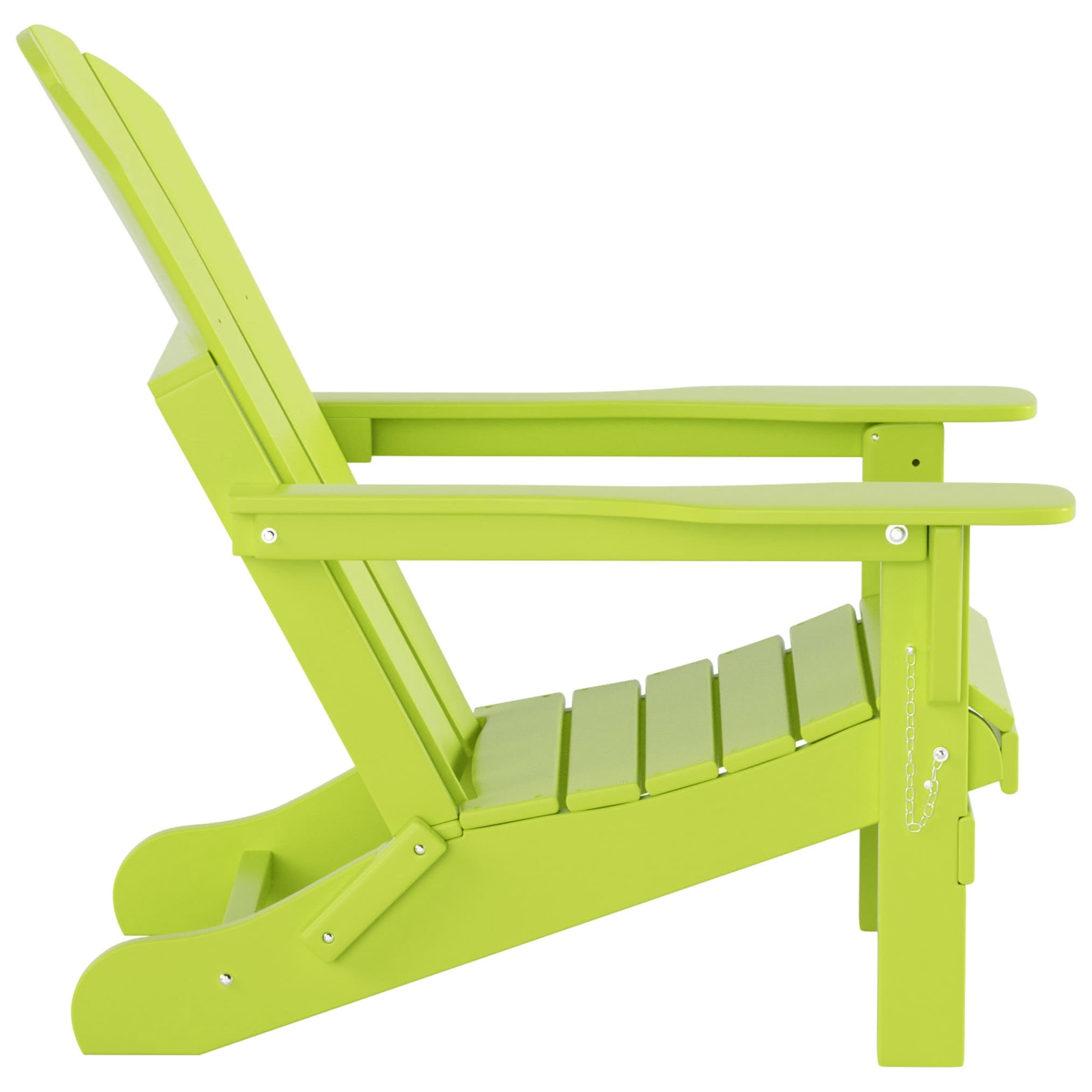 Polytrends  Laguna Hdpe All Weather Outdoor Patio Foldable Adirondack Chair With Side Table (2-Piece Set) Lime