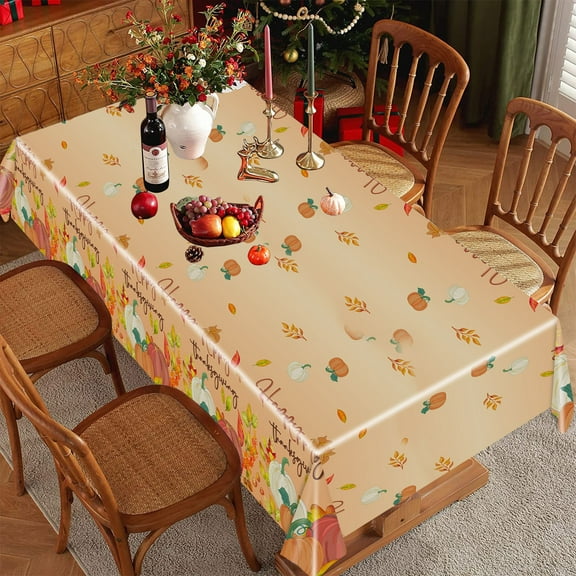 Nkmbld Tablecloths Rectangular Autumns Maple Leaf Pumpkin Thanksgiving Autumns Theme Disposable Tablecloth Party Decoration Supplies, Multicolor