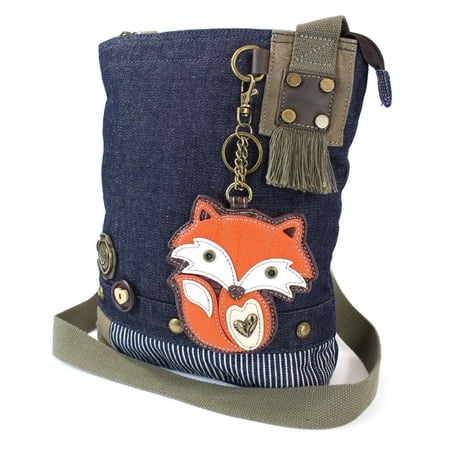 Sac à Main en Toile Patchée Bandoulière - Renard (Bleu Denim)