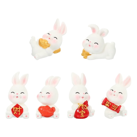 mini estatuas de conejo de resina para micropaisaje, decoraciones de Año Nuevo
