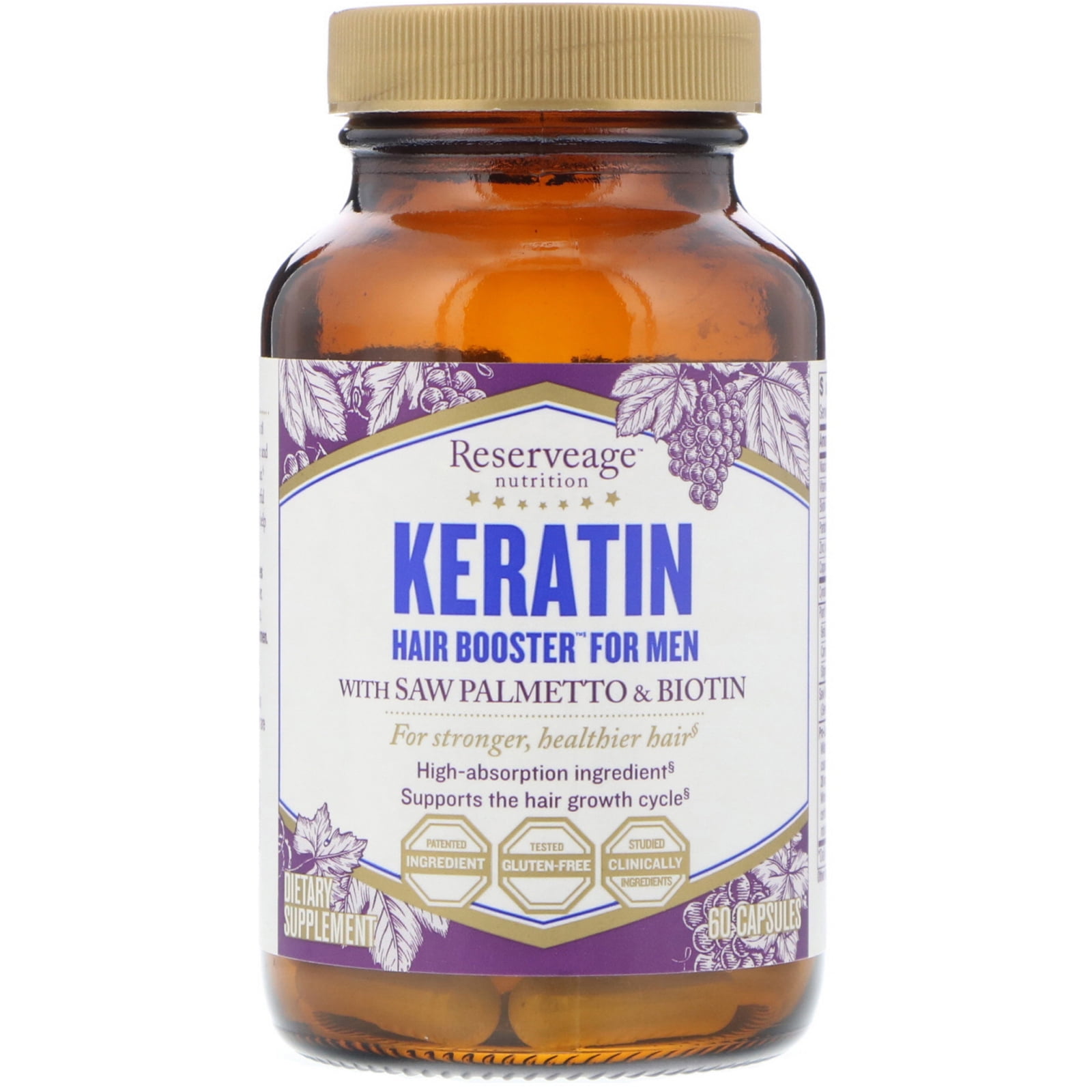 ReserveAge Nutrition Keratin Hair Booster for Men 60 Capsules - Walmart.com