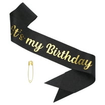 Uxcell It's My Birthday Glitters Sash for Women Party Favors Supplies Black & Gold