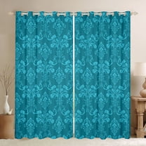 Feelyou Vintage Western Damask Black Out Curtains for Women, Boho Flower Floral Curtains Pack of 2 (42x63 Each), Hippie Mandala Theme Bedroom Curtains, Living Room Curtains Decor