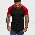 thumbnail image 2 of JAJAHO Men's Running Shirts Raglan Short Sleeve Fitness Stretchy Sports Top Color Block Crew Neck Base Layer T Shirt Summer Workout Gym Leisure Tops, 2 of 9