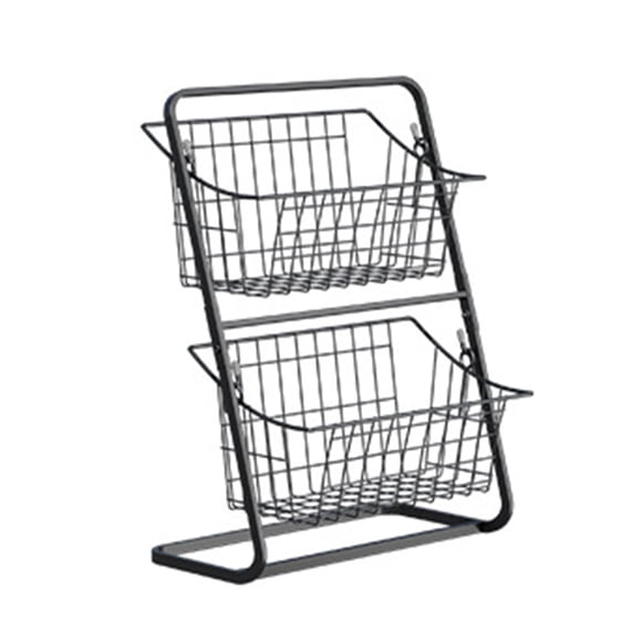 YATLTE 2 Tier Fruit Basket, Detachable Metal Fruit Holder Vegetable Basket for Kitchen Countertop, Metal Mesh Basket Fruits Stand Produce Holder Organizer for Onion Potato Bread Snack Veggie