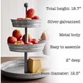 thumbnail image 2 of 3 Tier Serving Tray Vintage Galvanized Metal Stand Kitchen Tiered Home Farmhouse Style Decor Rustic Country Cupcake Stand Bar Accessories for Indoor Outdoor Use Silver$$Home Decor, Kitchen, & Other, 2 of 7