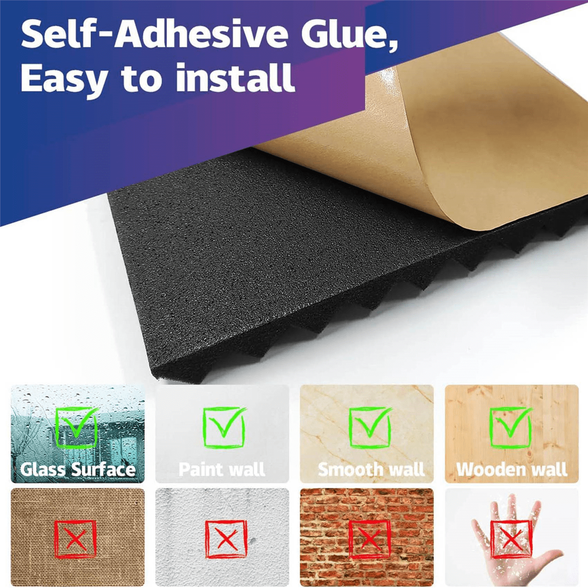 24 Pack Self-Adhesive Acoustic Panels,12x12x1 Inch Sound Proof Foam Panels,Soundproof Wall Panels for Home Studio