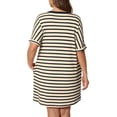 thumbnail image 3 of Daystry Women's Plus Size Striped Fashion V Neck Loose Short Sleeve T Shirt Dress with Pocket for Women, 3 of 13