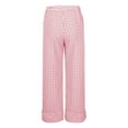thumbnail image 6 of FRSASU Womens Gingham Pants Wide Leg Plaid Pants Elastic Waist Lounge Pajama Bottoms Beach Vacation Trousers with Pockets Hot Pink, 6 of 7