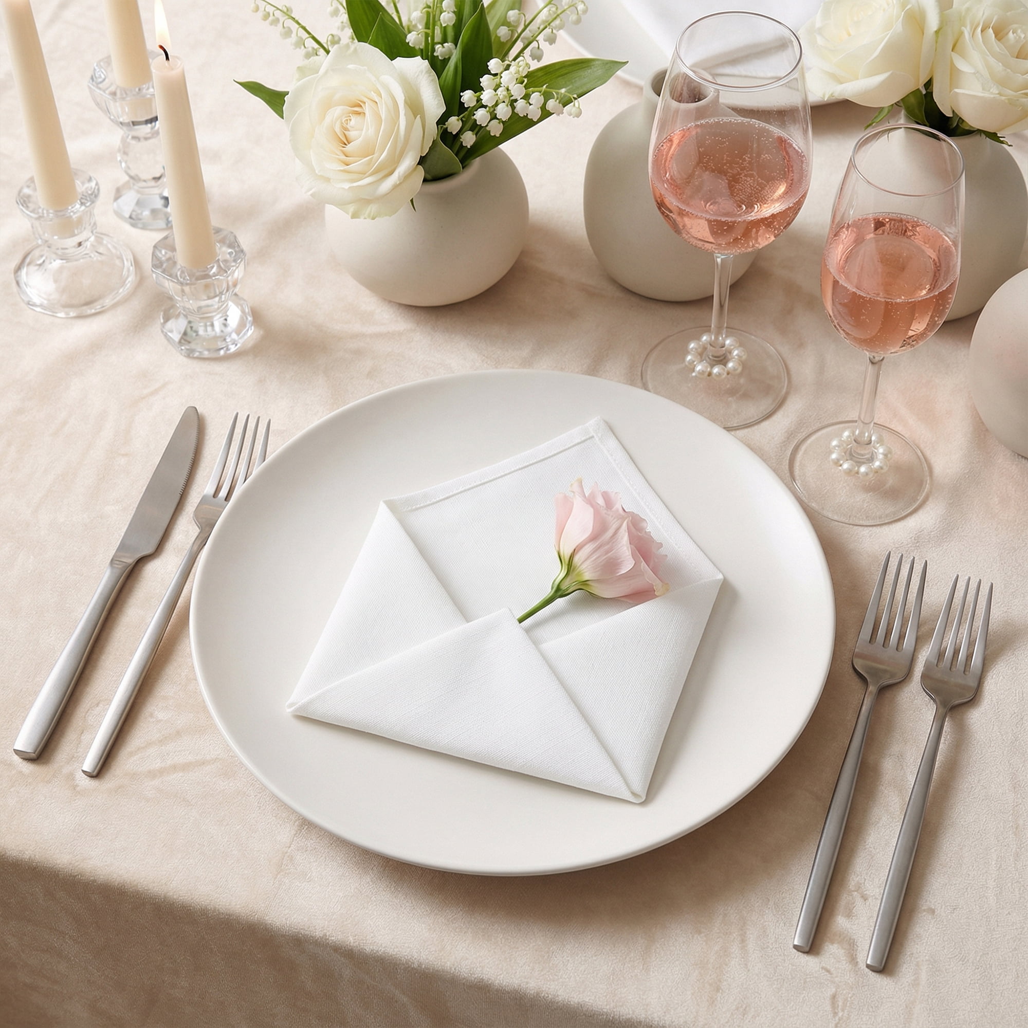 Unique Bargains 6Pcs Dinner Use Cotton Cloth Napkins White 20x20inch