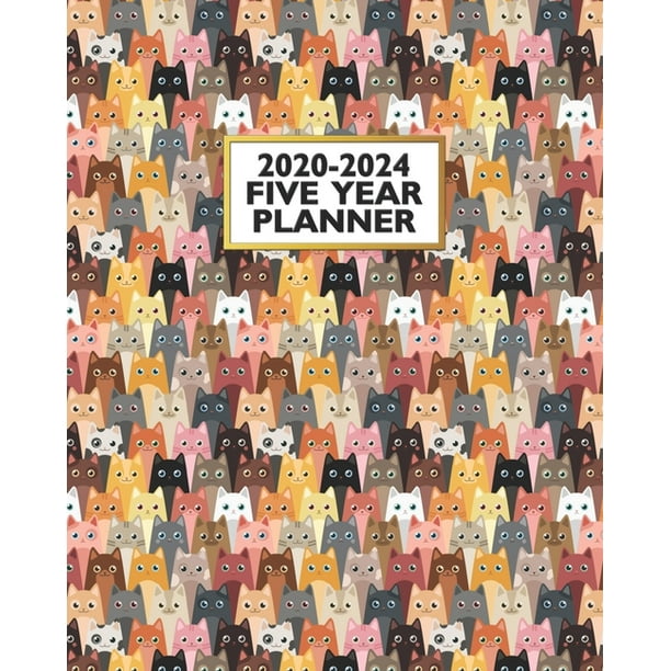 20202024 Five Year Planner Cute Colorful Cats 60 Month Calendar and Log Book Business Team