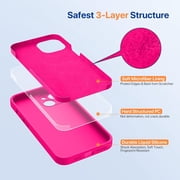 Designed for iPhone 14 Case ,[Upgraded Enhanced Camera Protection],Shockproof Liquid Silicone Case with Microfiber Lining, 6.1 inch,Hot Pink