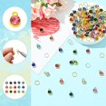 thumbnail image 3 of 1 caja de 80 dijes de cristal con piedra natal de 20 colores, dijes de diamantes de imitación con anillos de salto, colgantes de gemas redondas planas de aleación con base de oro y plata, 3 of 7