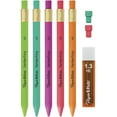 thumbnail image 2 of Crayons Mécaniques Triangulaires Shiyou-Habillage, HB 2 Plomb (1,3 mm), Couleurs Amusantes, 5 Crayons, 1 Recharge de Plomb, 2 Gommes, 2 of 4