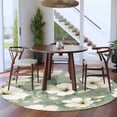 thumbnail image 4 of Vintage Blooming Round Area&nbsp;Rug 5ft White Floral Watercolor Sage Green Oil Paint Non-Slip&nbsp;Washable Circle Rugs Soft Felt Indoor Floor Mat for Bedroom Kitchen Living Room Bathroom, 4 of 9
