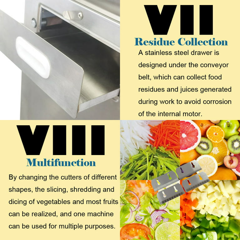 INTSUPERMAI Fully Automatic Fruit Vegetable Cutting Machine Commercial Food Slicing  Shredding Chopping Machine 